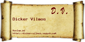 Dicker Vilmos névjegykártya